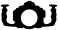 Black vinyl emblem decal silhouette with large white lens circle and side tubes