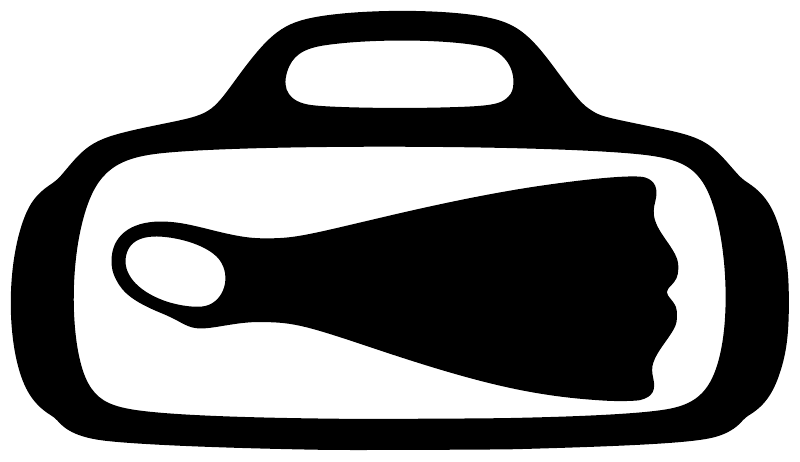 Black scuba diving gear bag icon decal with white inner detail on white background