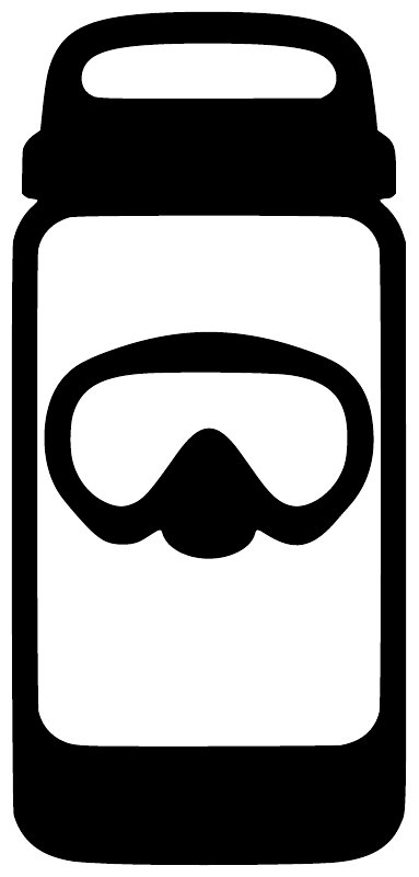 Scuba diving bottle vinyl decal icon, white bottle with scuba mask graphic