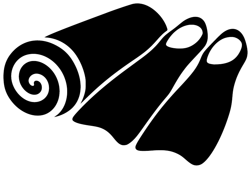 Black and white scuba towel vinyl decal with bubble swirl accents