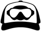 Scuba diving vinyl decal in black and white, scuba mask cap icon