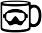 Scuba diving mug vinyl decal graphic with white scuba mask in black