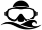 Scuba diving mask wave vinyl decal graphic, white goggles and wave on black background