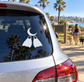 Scuba diving moon and fin emblem vinyl decal, black moon and scuba fins on window