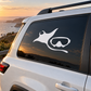 Scuba diving ray and ocean mask vinyl decal, white icons on dark car window