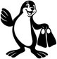 Vinyl seal diving decal featuring a black-and-white seal holding flippers