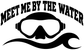 Scuba diving vinyl decal close-up with “Meet me by the water” and goggles graphic