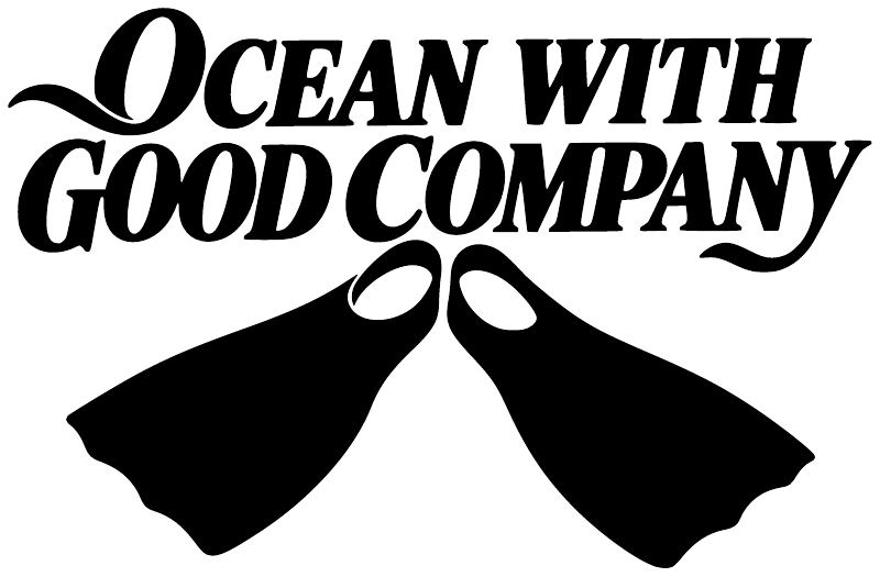 Black and white "Ocean with Good Company" bow ribbon vinyl decal