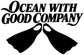 Black and white "Ocean with Good Company" bow ribbon vinyl decal
