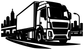 Cabover semi truck vinyl decal with black-and-white city skyline and road graphic