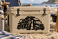 Vinyl decal of a black semi truck with enclosed car carrier on a light surface