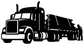 Flatbed steel hauler vinyl decal, black semi-truck and flatbed outline graphic