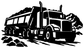 Black heavy dump hauler vinyl decal with gravel and rock road design