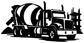 Cement mixer truck rig vinyl decal, bold black side silhouette