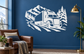 Freight rig vinyl decal: white semi truck with mountains, pines, winding road