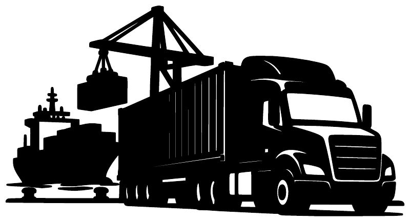 Vinyl truck port crane decal silhouette with bold black graphic