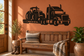 Oversized vinyl tractor hauler decal: black semi truck and trailer silhouette.