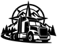 Truck and compass crest vinyl decal, bold black truck silhouette with compass circle