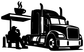 Black-and-white vinyl decal silhouette of semi truck at truck stop coffee counter