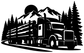 Black vinyl semi-truck decal silhouette with mountains and pine trees