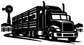 Cattle transport semi truck vinyl decal, black silhouette with fence detail