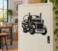 Semi front portrait vinyl decal with black semi-truck front graphic on door