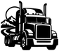 Semi front portrait vinyl decal showing black semi-truck front illustration