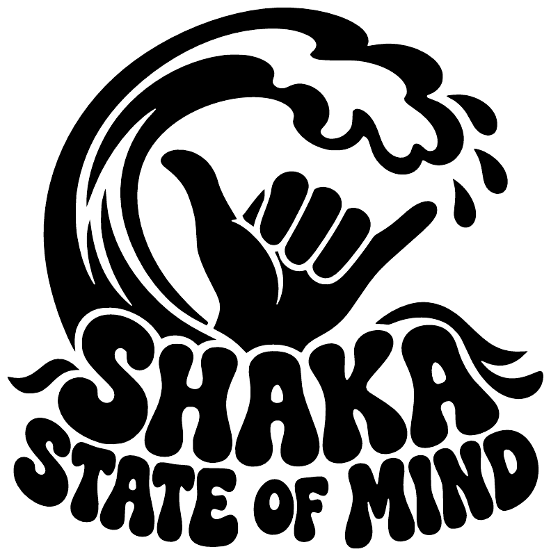 Vinyl decal graphic with black fist and dripping 'SHAKA STATE OF MIND' text