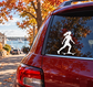 White skateboarder silhouette vinyl decal on car rear window