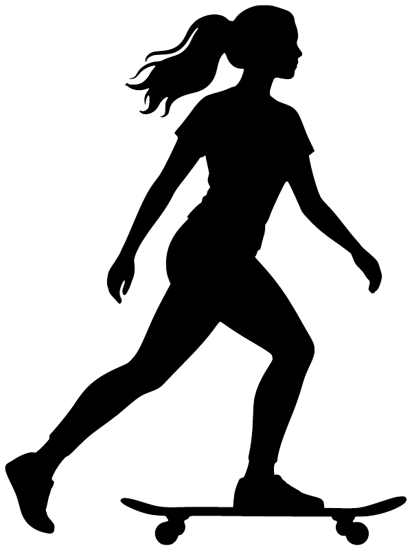 Black female skateboarder silhouette vinyl decal