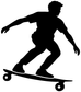 Skateboarding vinyl decal featuring a black skateboarder silhouette on a skateboard