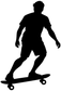 Black skateboarding rider vinyl decal silhouette on skateboard