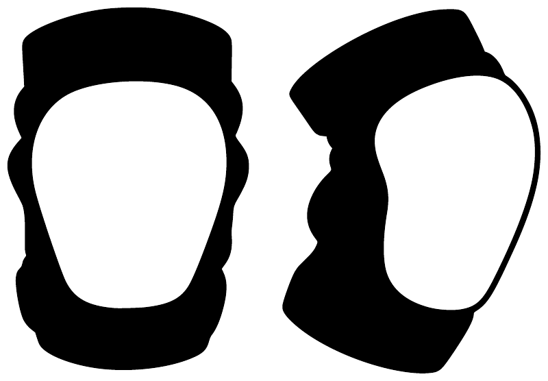 Pair of black-and-white club skate pad vinyl decals with bold silhouette shapes