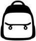 Black-and-white backpack skateboard vinyl decal icon