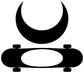 Black crescent-moon and skateboard vinyl decal silhouette