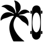 Palm tree and “0” skateboarding vinyl decal design in black and white