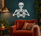 Skeleton hands holding a heart vinyl wall decal, light skull and bone outline