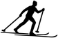 Cross-country skiing vinyl decal silhouette, white skier with poles on skis