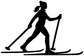 Black skiing glider vinyl decal silhouette with poles on skis