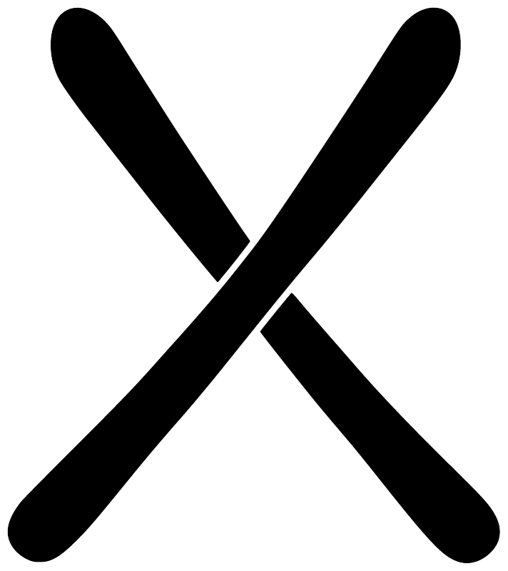 Crossed skis vinyl decal, black skis on white background