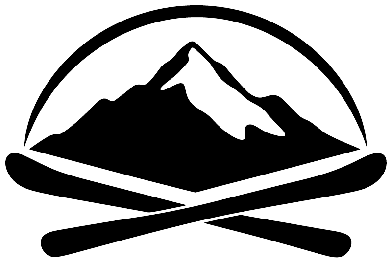 Black-and-white skiing mountain ski arch vinyl decal logo