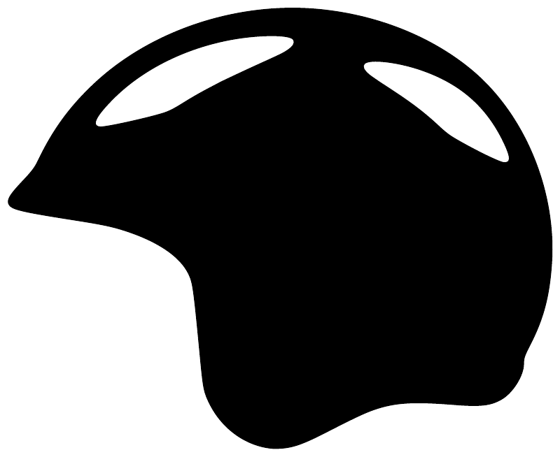 Skiing helmet vinyl decal, black helmet silhouette on white background