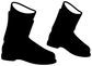 Vinyl decal of two ski boots, black silhouettes with white cutouts