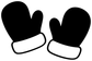 Vinyl skiing mitten decal pair, black mitten tops with white cuffs
