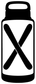 White bottle vinyl decal with black X symbol and outlined design