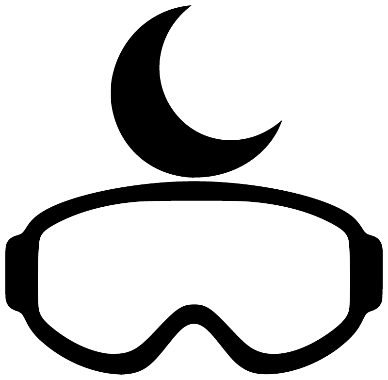 Ski goggles vinyl decal with black crescent moon graphic
