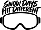 White vinyl decal of skiing goggles with 'Snow Days Hit Different' text