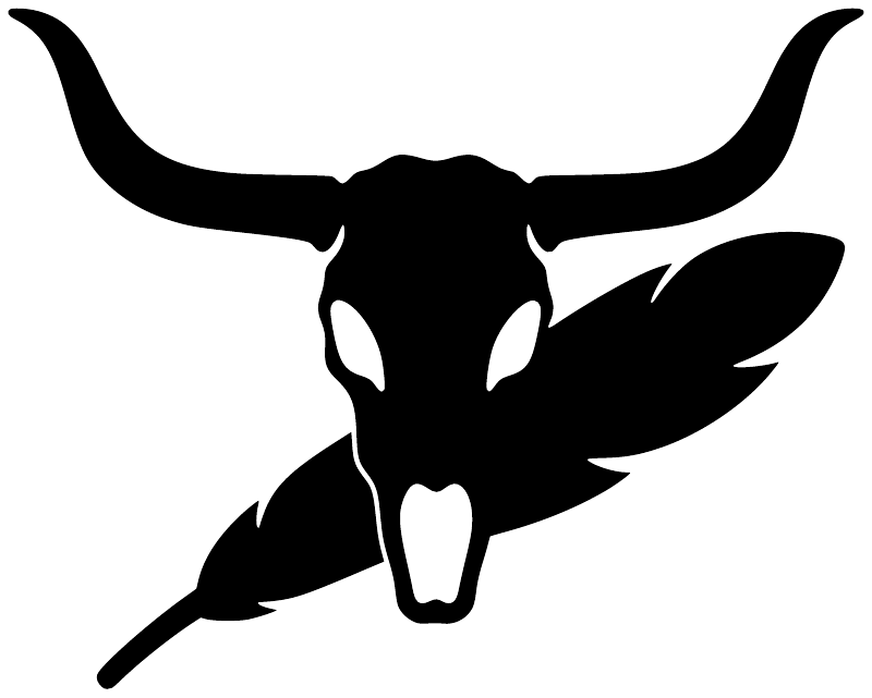 Black longhorn skull and feather vinyl decal silhouette