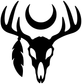 Black and white deer skull and crescent moon vinyl decal