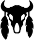 Black bison skull vinyl decal with two feather sides